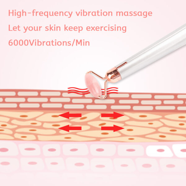 Electric Vibrating Natural Rose Quartz Jade Facial Roller - Image 6